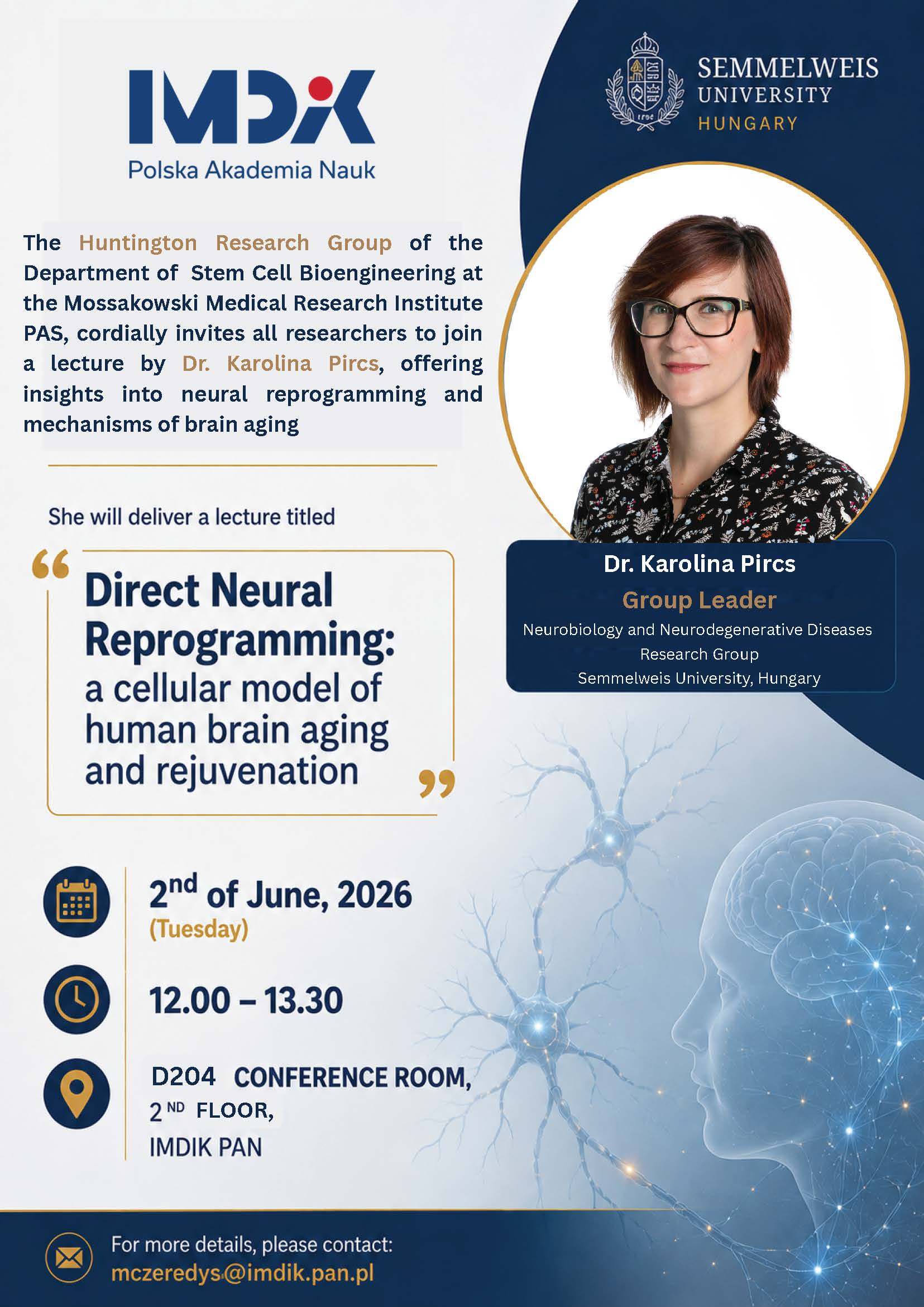 Invitation to Dr. Karolina Pircs Lecture