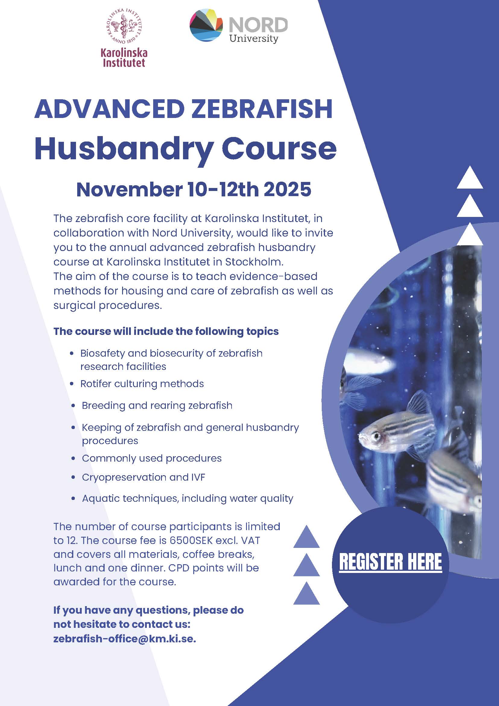Flyer advanced zebrafish husbandry course 2025