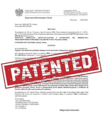 Patent dla zespołu prof. A.Piwkowskiej